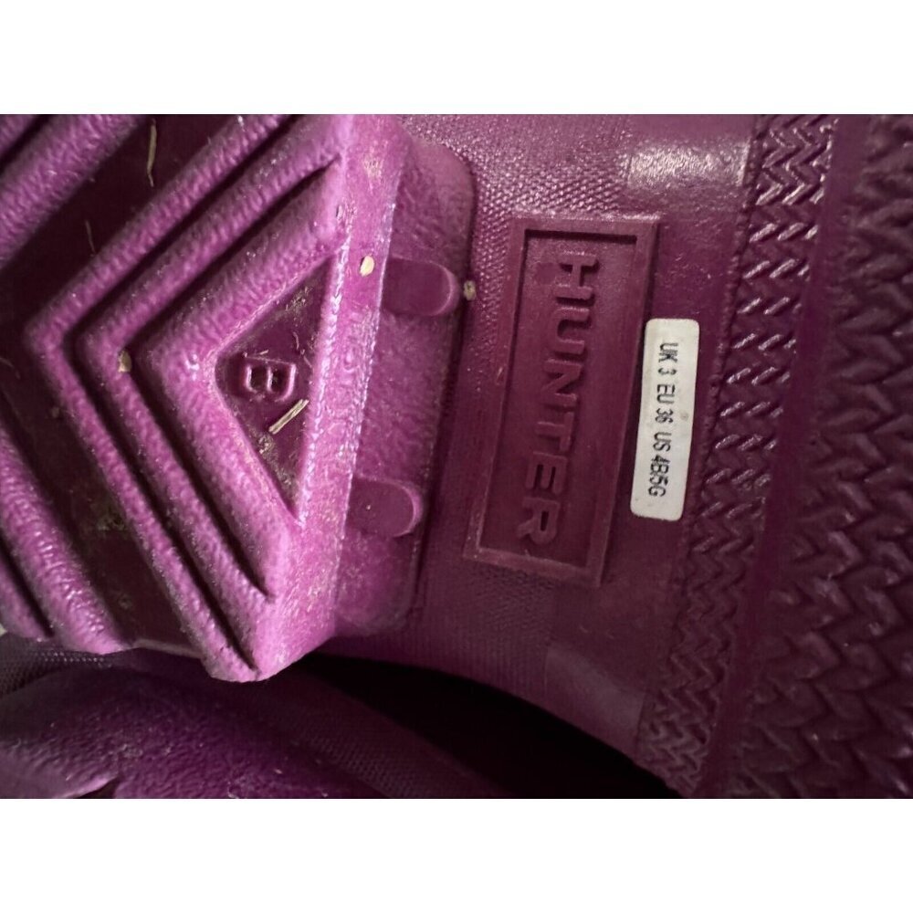 Hunter Purple Original Gloss Waterproof Rain Boots Womens Size 4B/5G - Picture 6 of 7